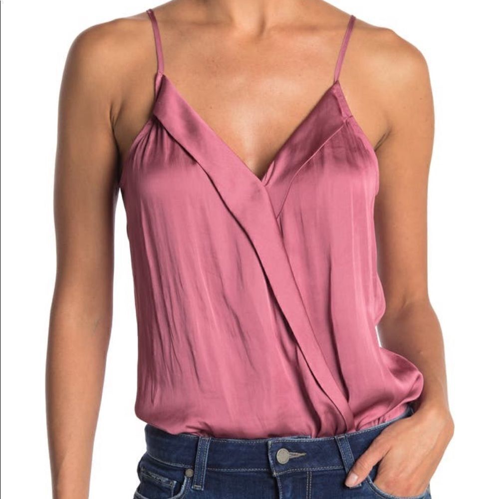Paige Womenâs Cienna Surplice Neck Rose Color Bodysuitsize S, Nwt